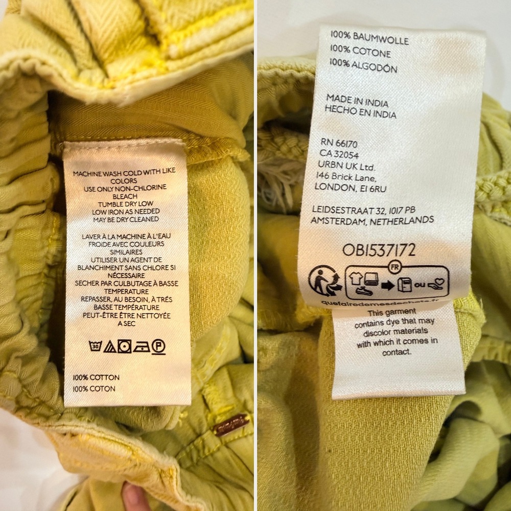 Free People We the Free Tahiti Cargo Pants Citronelle Yellow Size Medium EUC - Picture 9 of 9